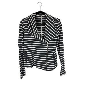 Gap grey / white strip moto knit jacket- size xs